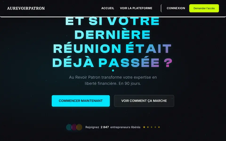 Page d&rsquo;accueil de aurevoirpatron.fr
